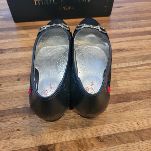 IOB Marc Joseph Park Ave Flat in Navy Glaze Leather - Picture 8 of 14